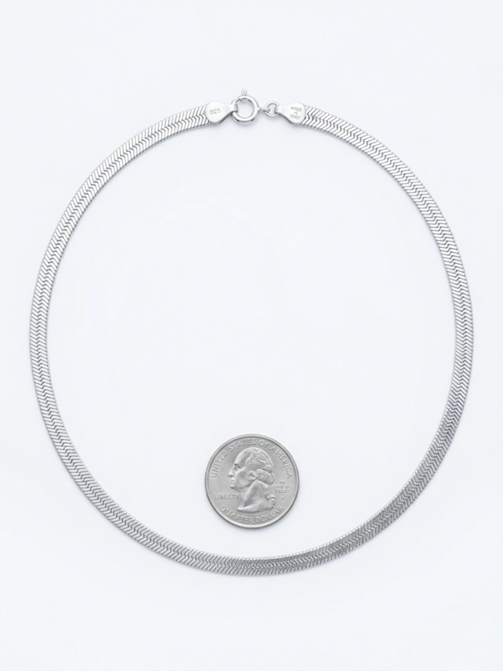 Sterling Herringbone Necklace in Silver - Picture 5 of 6